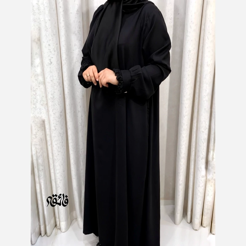عبا زنانه مچ دار توری مشکی مدل مهین